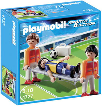 Playmobil- sanitariusz z kontuzjowanym zawodnikiem