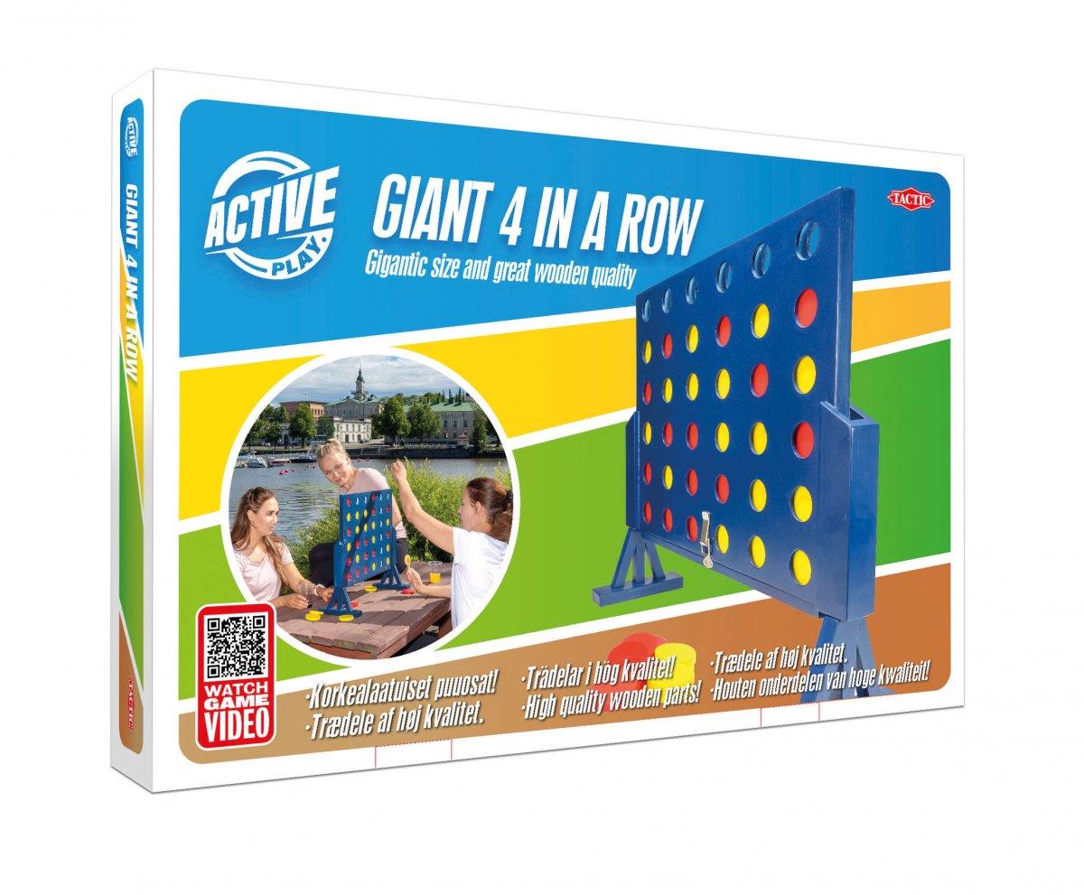 Active Play Gra plenerowa Cztery w rzędzie Deluxe kółko-krzyżyk drewniana GIANT 4 IN A ROW